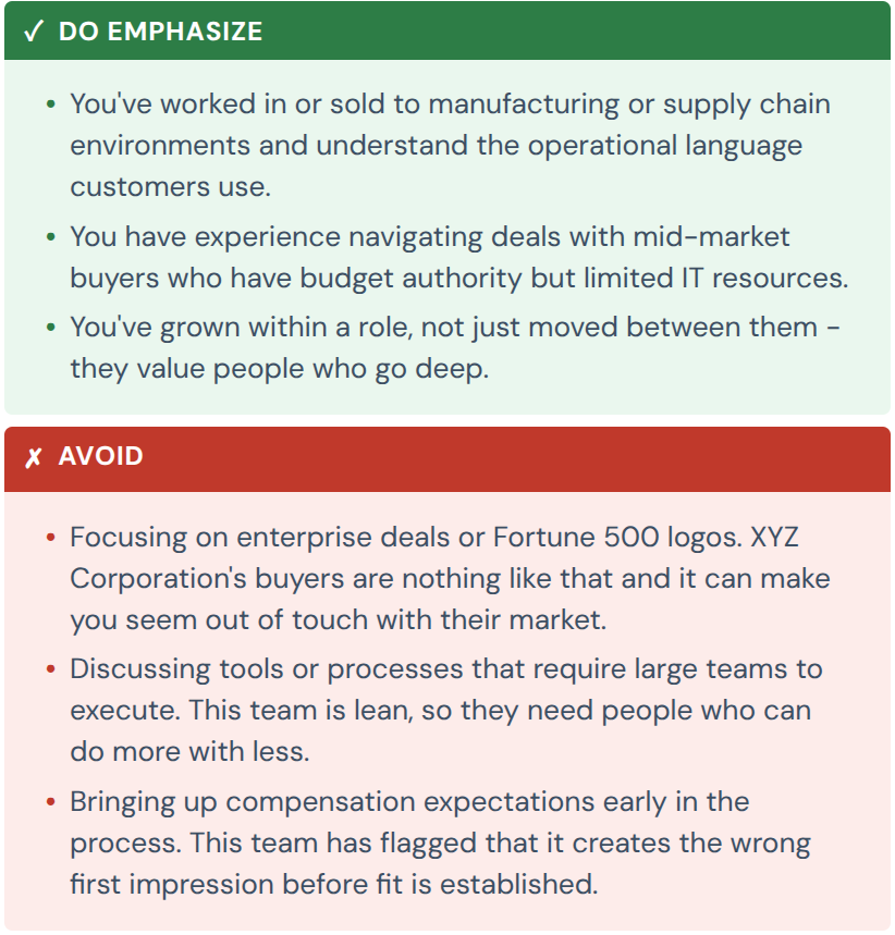 Sample interview prep report