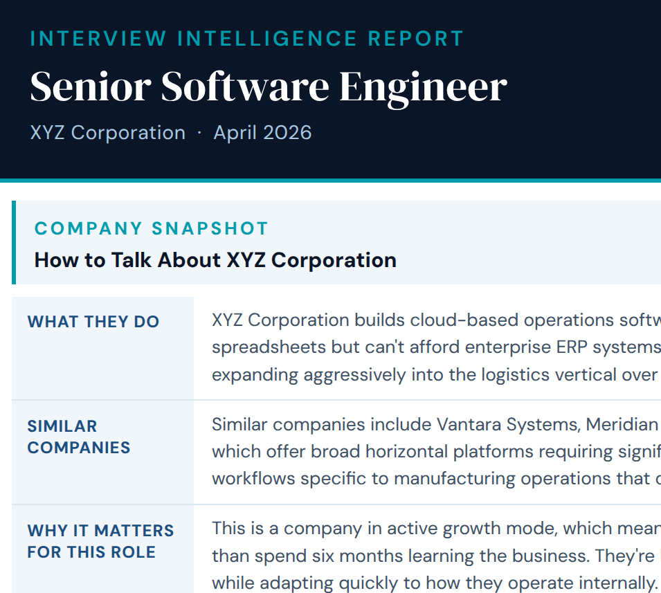 Sample interview intelligence report